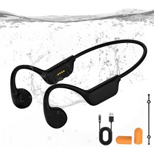 Bone Conduction Swimming Headphones, IPX8 Waterproof MP3 Player Open-Ear Headphones, Bluetooth 5.4 Bone Conduction Headphones, Wireless Sports Earbuds for Swimming, Running, Cycling (Black)