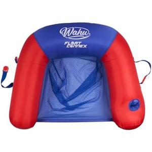 WAHU Float Connex Aqua Pool Seat with Connex Clips, Cupholder, and Inflate Valve, Inflatable Pool Float Chair for Adults and Kids Ages 8+, Blue/Red