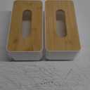 2 Pcs Tissue Box Cover Square Plastic Tissue Holders 5x9 Inch Holder Wood Cover Plate for Bathrooms, Kitchen, Office, Home, Bedroom Dresser, Countertop(White)