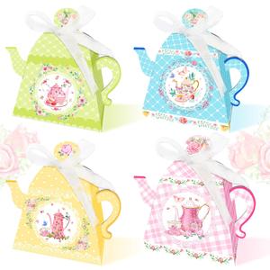LaVenty 12 PCS Floral Tea Party Favor Boxes Bags Treat Bags Lets Partea Party Supplies Lets Partea Party Favor Boxes Tea Party Supplies