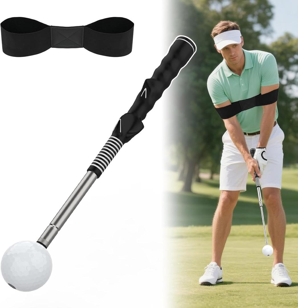GPANDAG 2 Pack Golf Grip Trainer and Golf Wrist Trainer, Golf Training Aid w/Click Feedback for Warm Up/Strength Training, Golf Swing Trainer Right Left Gift for Golfers, Indoor Outdoor Golf Arm Band