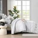 Y-PLWOMEN Duvet Cover King - 3 Pieces Aztec Striped Geometric Duvet Cover Set, 100% Cotton Duvet Cover King Size, Super Soft Bedding Duvet Covers for All Season, 104"x90", No Comforter (Charcoal/Grey/White)