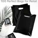 Merchandise Bags 100 Black 9"x12" Size 1.5Mil Thick With Handles