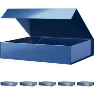 PACKHOME 6 Gift Boxes 11.5x8x2.5 Inches, Sturdy Shirt Boxes with Magnetic Lids for Multiple Occasions (Glossy Blue)