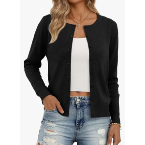 Trendy Queen Womens Cardigan Sweaters Lightweight Crew Neck Outfits Fall Fashion 2025 Clothing, M