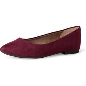 Amazon Essentials Women's Pointed-Toe Ballet Flat (7.5, Maroon)