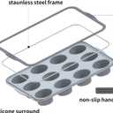 Aichoof 12 Cup Silicone Muffin Pan, Non-Stick Baking Mold w/Steel Frame | Food Grade Silicone, Heat Resistant -40F to 440F, Dishwasher Safe, Grey