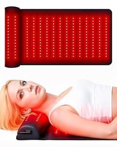 Monaggio Upgrade 19" × 36" Red Light Therapy Mat for Body with 225 DualWavelength LEDs (660nm & 850nm) & Neck Support for Neck, Shoulder & Back Pain Relief