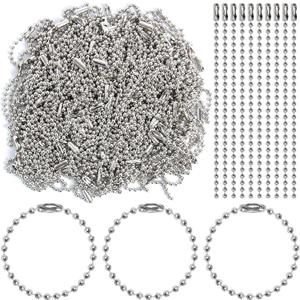 200 pcs 100 mm Long Bead Connector Clasp Ball Chains Keychain Tag Keychain Ball Chain 2.4 mm Diameter Adjustable Antiqued Metal Bead Steel Chain
