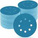 100-Pack 5 Inch 8 Holes Hook and Loop Sanding Discs,80/120/150/240/400 Grit Blue Sandpaper for Random Orbital Sander