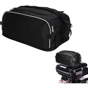  Weather Resistant Collapsible Tail Trunk Travel Rear Luggage Rack Bag  Black 22x10x6