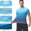 Satankud Rash Guard for Men UPF 50+ Swim Shirt Short Sleeve Sun Shirts Beach Swimwear Fishing Hiking Workout Tee (Blue Gradient,Medium)