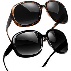 miyya Bug Eye Oversized Polarized Sunglasses Womens, Trendy Retro Sun Glasses for Women 2025, Oversized UV Protection Shades, 2 Pack