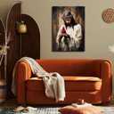 Jesus and Cardinal Canvas Wall Art Jesus Saves Cardinalis Painting Decor Picture Christian God Thorns Red Birds Posters Prints for Dining Living Prayer Room Kitchen Church Wall Bedroom Decoration (16"L x 12"W)