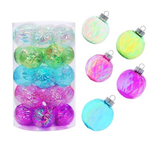 MOONET Only12Pcs 2.64in Christmas Decoration Balls Shatterproof Colored Transparent Ball for Festival Wedding Home Party Decors Xmas Tree Hanging