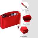 Toiletry Pouch 19 26 Bag Organizer Insert for Cosmetics Tidy Organizer,Felt Purse Organizer Insert Ladies Tote Handbag Liner Pocket Organizer with Keychain & Gold Buckle & Zip(Small-19,Red)