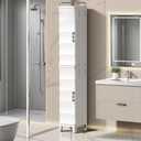 KINDLYF 52.76" Tall Narrow Bathroom Storage Cabinet with Doors and Adjustable Shelves Plastic Slim Bathroom Storage Organizers Small Space Saver for Laundry Room Dorm Kitchen Quick Assembly, White