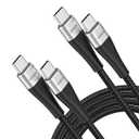 USB C to USB C Cable 6FT 2Pack, 100W Type C Charger Fast Charging Cord Braided, USBC Cable for iPhone 17 Pro Max 16/15, iPad Pro/Air/Mini, MacBook Pro/Air, Samsung, Pixel Phones, Tablets and Laptops