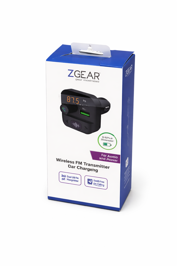 Wireless FM Transmitter With Adaptive Fast Charge 30 Watts Of Power For Audio And Power