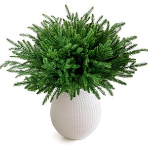 12 Pcs Christmas Norfolk Pine Branches 18 Inch Artificial Norfolk Pine Stems Faux Stem Greenery Pine for DIY Crafts Garland Wreath Xmas and Home Decor