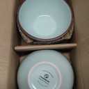 Famiware Venus Plates and Bowls Sets, 12 Pieces Stoneware Speckled Dishes Dinnerware Set for 4, Light Green - Microwave & Dishwasher Safe, Modern Minimalist, for Everyday Meals & Formal Dining