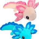 ZEKLZD Axolotl Plush Toy,14" Axolotl Stuffed Animal,Salamander Axolotl Plush Doll Gifts for Boys Girls Birthday Christmas, New Year (Blue+Pink)