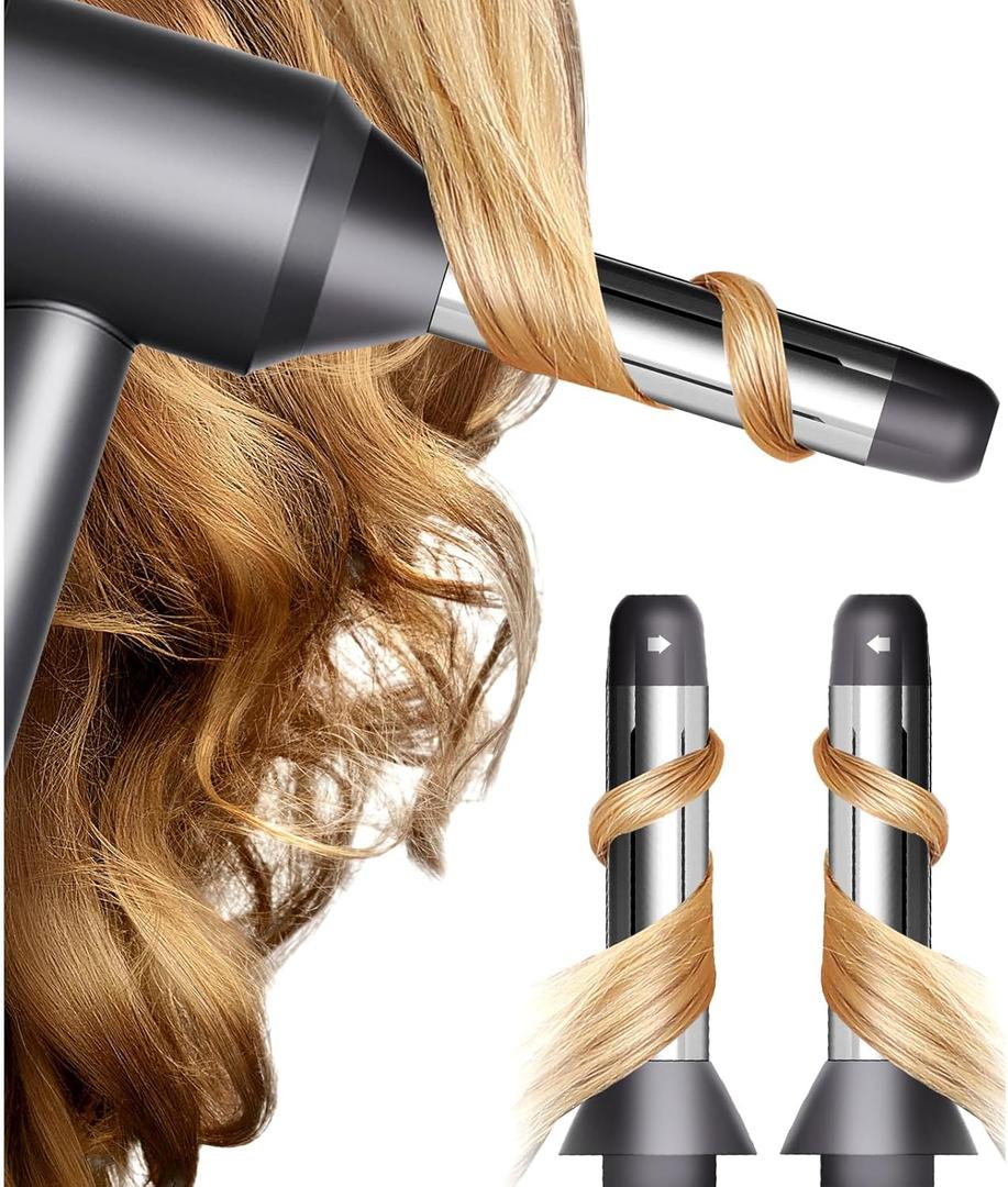 Automatic Curling Wands Attachments with 2 Curlers for Dyson Supersonic Hair Dryer Airwrap, Long Hair Waver Styling Iron Tool Blow Dryer Accessories for Women