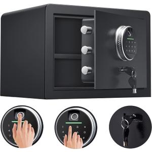 Biometric Digital Security Home Safe, Safes for Home Storage Cash Jewelry and Valuables,1.0 Cubic Feet Gun Use Storage Small Fingerprint Safe Box. (No fireproof bag, 9.8”H X 13.8”W X 11”D)