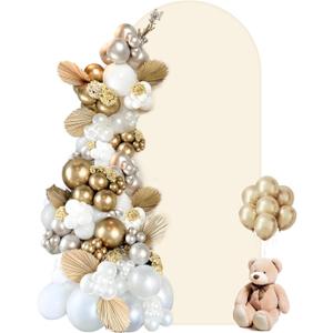 HEMMOTOP Beige Arch Backdrop Cover (No Arch Stand), 6 ft Spandex Arch Covers Stretchy Backdrop for Balloon Arches, Wedding, Birthday Party, Baby Shower, Banquet Arch Decoratio