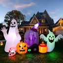 MGparty 8FT Halloween Inflatable Decorations Outdoor, Ghost Cat Pumpkin Blow Up Yard Decor with Built-in LED Lights, Spooky Holiday Party Favor for Indoor Outdoor Lawn Garden Halloween Decorations