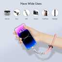 Phone Wrist Strap - Universal Multi-functional Polyester Woven Wristband For Mobile Phones, with Two Tether Tabs and One Leather Buckles (Orange-pink)