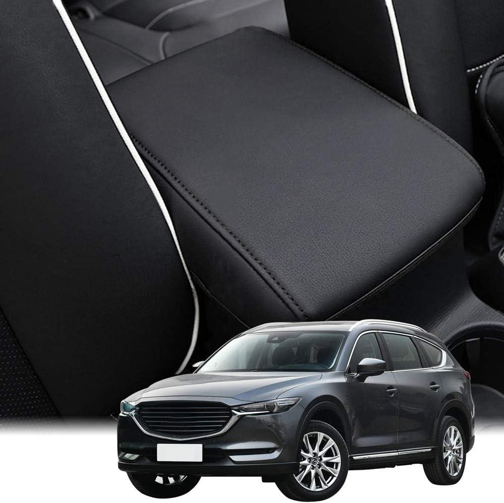 INTGET for 2025 Mazda CX5/CX-5 Accessories Center Console Cover for Mazda CX5 2025 2024 2023 2022 2021 2018 2019 2020 Leather Car Armrest Arm Rest Box Lid Dog Seat Protector(Black)