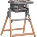 Evolur TinyThrone 2in1 Highchair in Fossil Gray, Baby High Chair Converts into Booster Seat & Adult Stool, Removable Tray and Easy to Clean