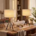 20.8" Modern Tripod Table Lamps Set of 2 Black and Gold Metal Table Lamps for Living Room Bedroom Nightstand End Table Decorative Lamps(Bulbs Included)