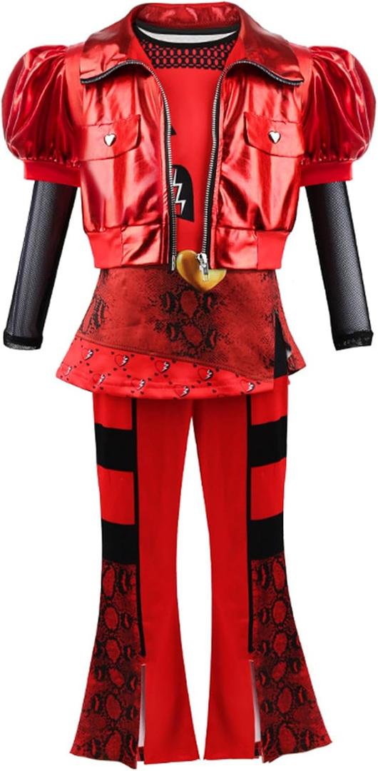 Lgandpg Rise of Red Costume Kids, Red Costumes Girls 3PCS Outfit, 150
