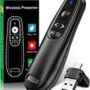 2-in-1 USB Type C Presentation Clicker, Wireless Presentation Clicker PowerPoint Presenter Remote with Volume Control, Powerpoint Clicker with Slide Advancer for Computer/Laptop/Mac