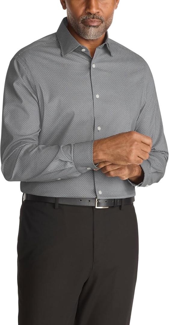 Michael Kors Men's Dress Shirt Ultra Wrinkle Free Stretch Regular Fit (15.5" Neck 34"-35" Sleeve, Charcoal)