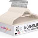 HOUSE DAY Velvet Hangers with Tie Bar 20 Pack Ivory, Clothes Hanger Non-Slip, Space Saving Felt Hangers for Pants, Coat, Suits, Shirt, Scarf, No Hanger Marks