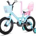 KEANO Zinnia 14 16 20 Inch Kids Bike for Girls Ages 3-10 Years, Girls' Bikes with Training Wheels, Streamers, Basket and Doll Seat, Children Bicycles