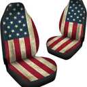 Retro USA Flag Auto Washable, Breathable Seat Cover, Universal Car Front Seats Accessories Interior Decor 2 Pcs Suit All Seasons Use