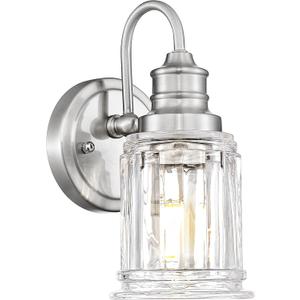 Brushed Nickel Wall Sconce, HWH Modern Sconce Wall Lighting Vanity Sconce Lights for Bathroom, 1-Light Wall Sconce with Bell-Shaped Fluted Glass, 5HZG106B BN