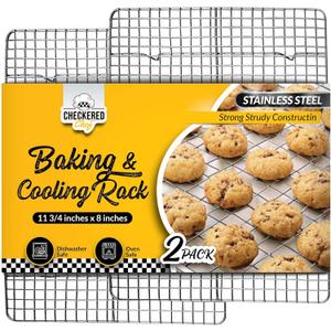 Checkered Chef Cooling Rack for Cooking and Baking - 8 x 11 " Set of 2 Stainless Steel, Oven Safe Grid Wire Cookie Cooling Racks