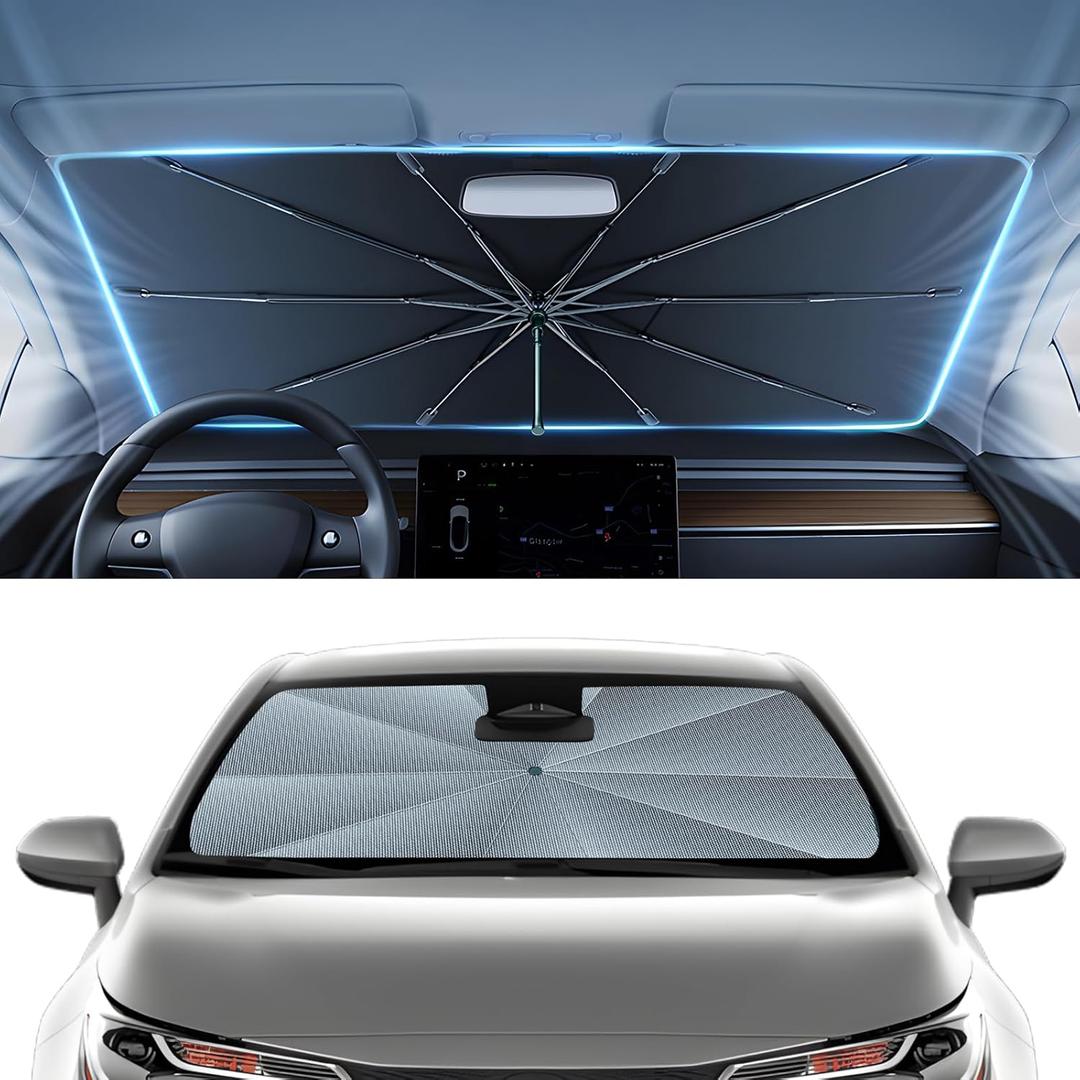 Autorder Windshield Sun Shade Umbrella for 2019-2025 Toyota Corolla Accessories,Upgraded Ice Crystal Material,Easy Setup Umbrella Sunshade for Car Windshield,100% Sun Blocking