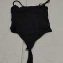 SUUKSESS Women Sexy Square Neck Thong Bodysuit Backless Cami Bodysuit Top M Black