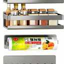 4 Pack Metal Magnetic Shelf Include Magnetic Spice Rack for Refrigerator,Magnetic Paper Towel Holder,Magnetic Hooks,refrigerator side rack Space-saving design,Small Space Organization