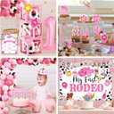 155Pcs My First Rodeo Decorations Girl,Western Cowgirl 1st Birthday Balloon Arch,Banner,ONE Box,Tablecloth Theme Party Supplies for Baby Girl 1st Birthday,Girls Baby Shower Party