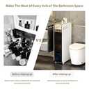 BGYMF Ultra Thin 4-Tier Slim Bathroom Storage Cabinet, Slim Cabinet for Bathroom, Narrow Rolling Cart with Wheels, White Plastic Organizer for Small Space, Kitchen, Laundry, Living Room, Corner