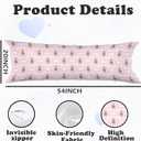 Pink Chinoiserie Christmas 20x54 Body Pillow Cover with Zipper,Grandmillennial Christmas Decor,Coquette Preppy Pink Bow Xmas Striped Decorative Long Hug Pillow Cases for Bed Couch