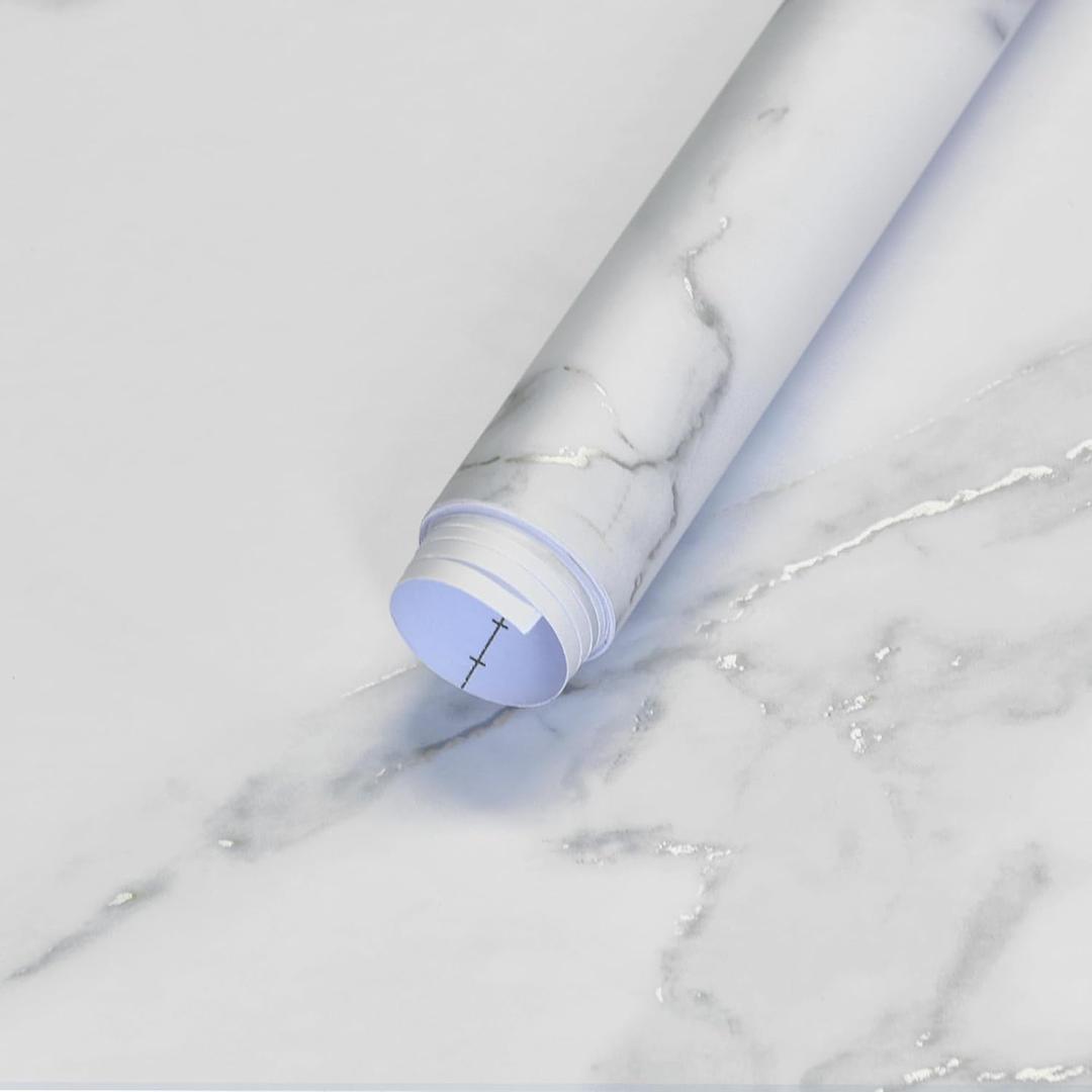 Extra Wide White Marble Contact Paper 48x78 inch Modern Marble Wallpaper Peel and Stick Countertop Waterproof Vinyl Wrap Removeble Self-Adhesive Wall Paper for Bathroom Kitchen Countertop