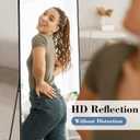 DUMOS 64"x21" Full Length Mirror with Stand, Full Body Floor Mirror | Free Standing or Wall Mount, Nano Glass Aluminum Frame, Hanging or Leaning, Modern Simple Home Decor, Black